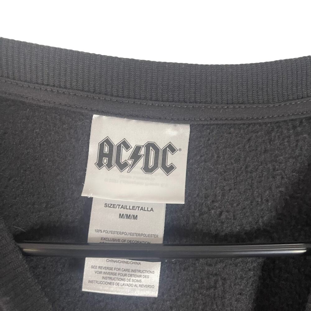 ACDC Women's Size Medium Black Neon Band Tee Graphic Crewneck Sweater - Picture 5 of 8